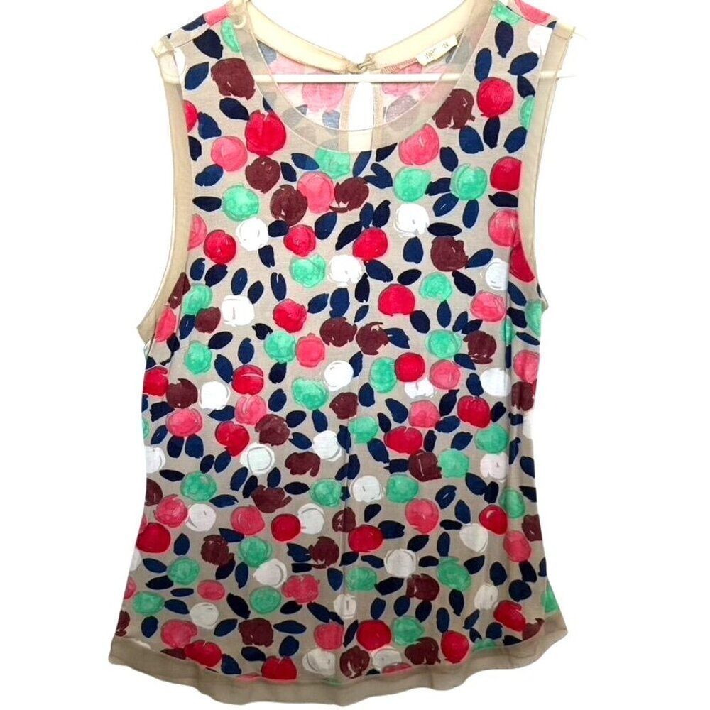 Anthropologie | Weston Print Top, size XL, 95% Rayon, 5% Spandex, Mesh Trim